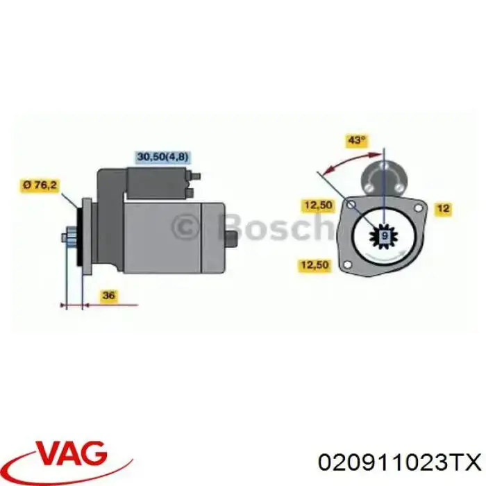 Стартер VAG 020911023TX цена, от 33.42 USD