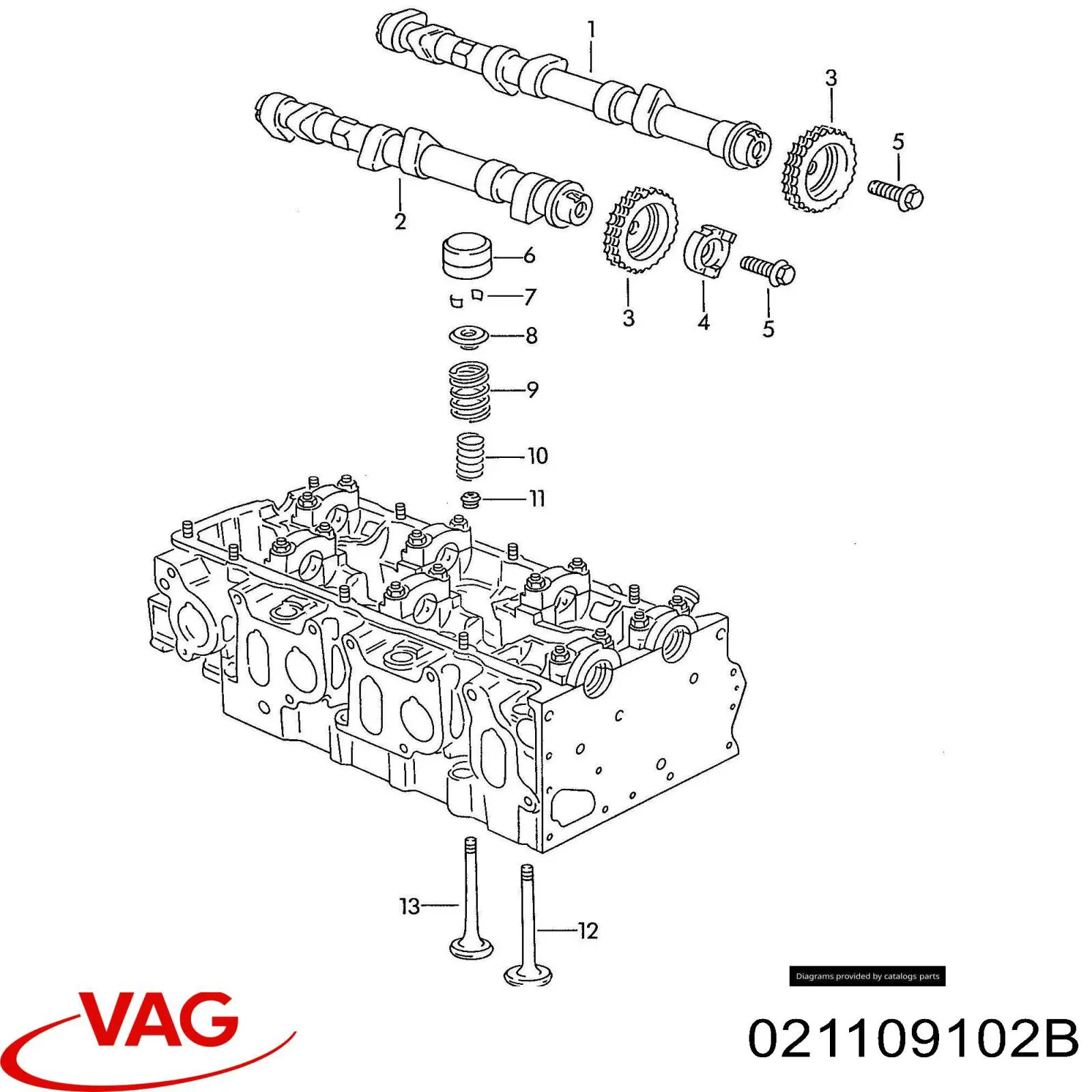 021109102B VAG распредвал двигателя правый