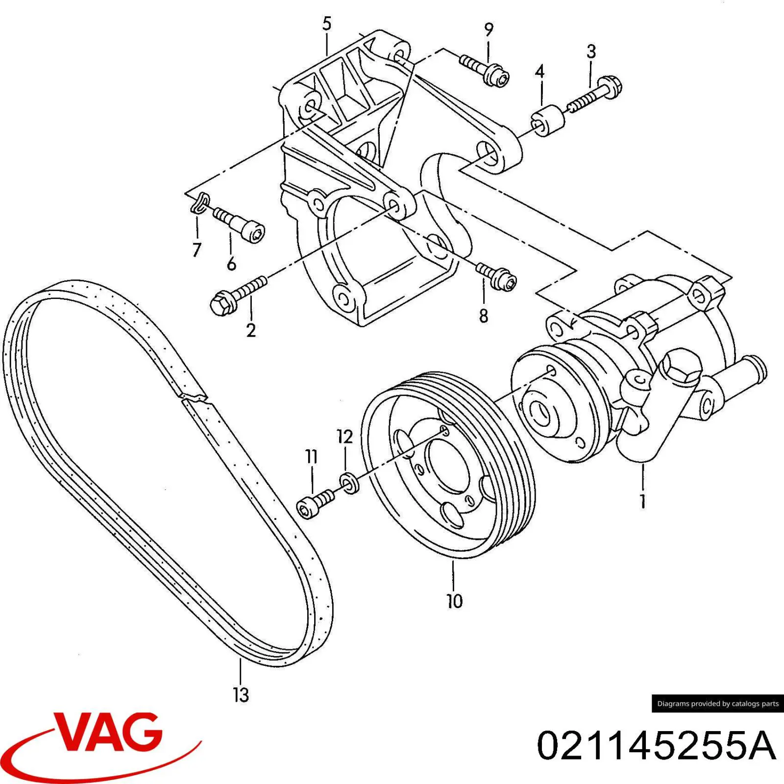 Шкив насоса ГУР 021145255A VAG