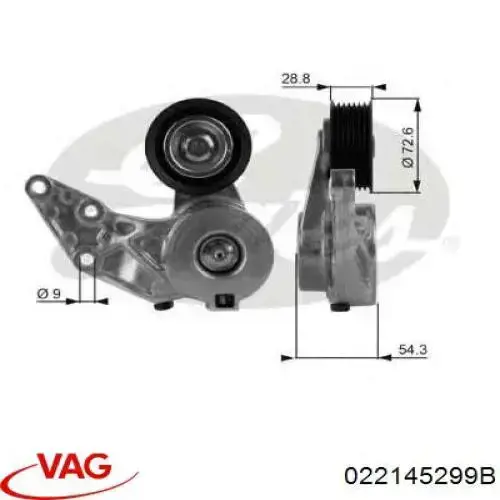 Роликовий модуль натяжителя ремня VAG 022145299B цена, от 61.95 USD