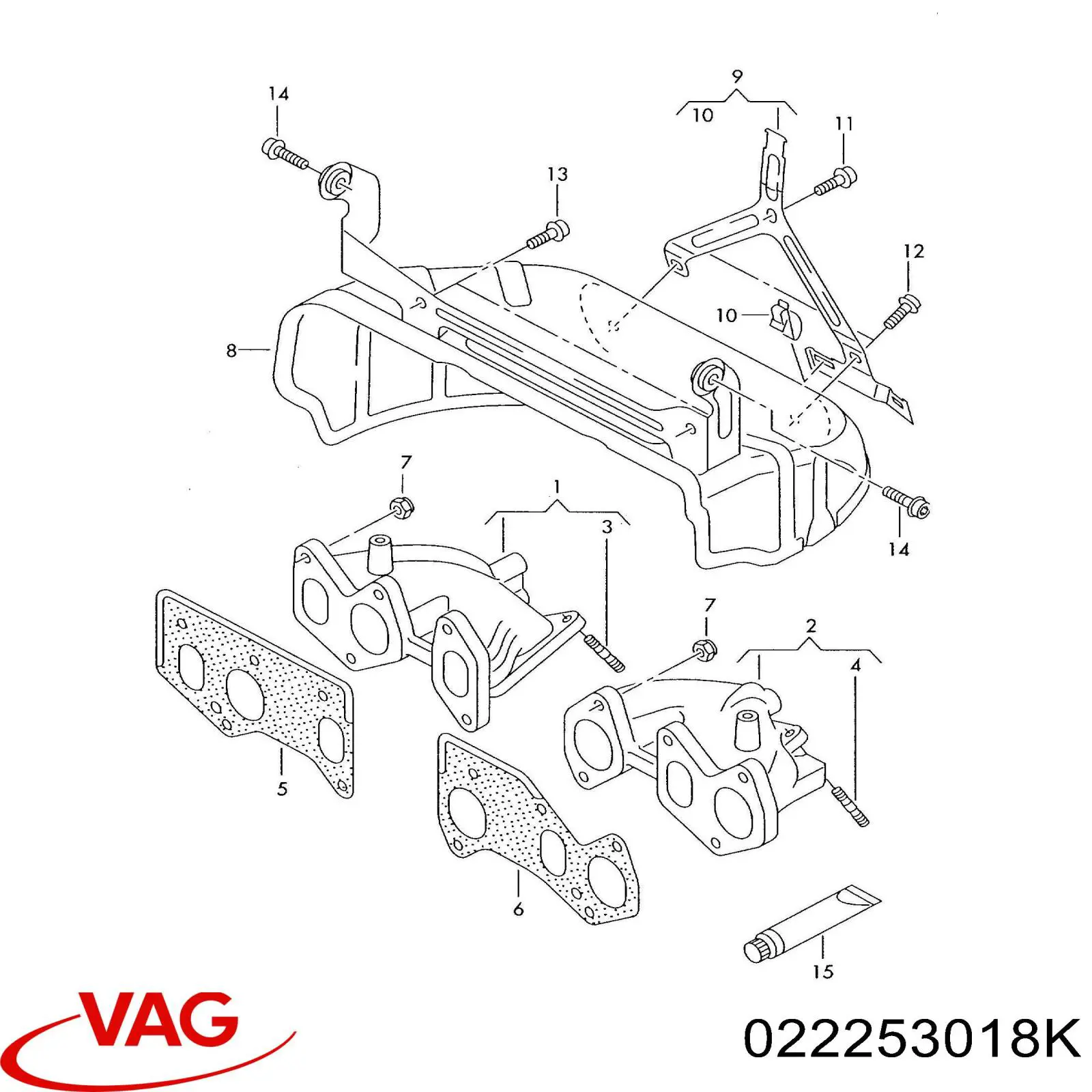 Система выпуска газов двигателя VAG 022253018K цена, от 89.18 USD