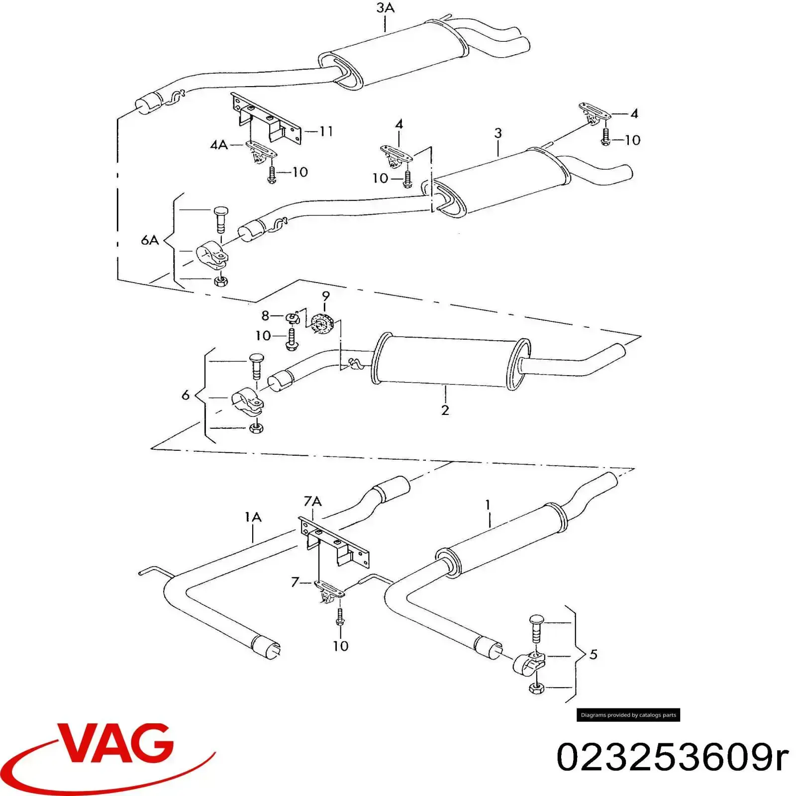 Глушитель, задняя часть 023253609R VAG