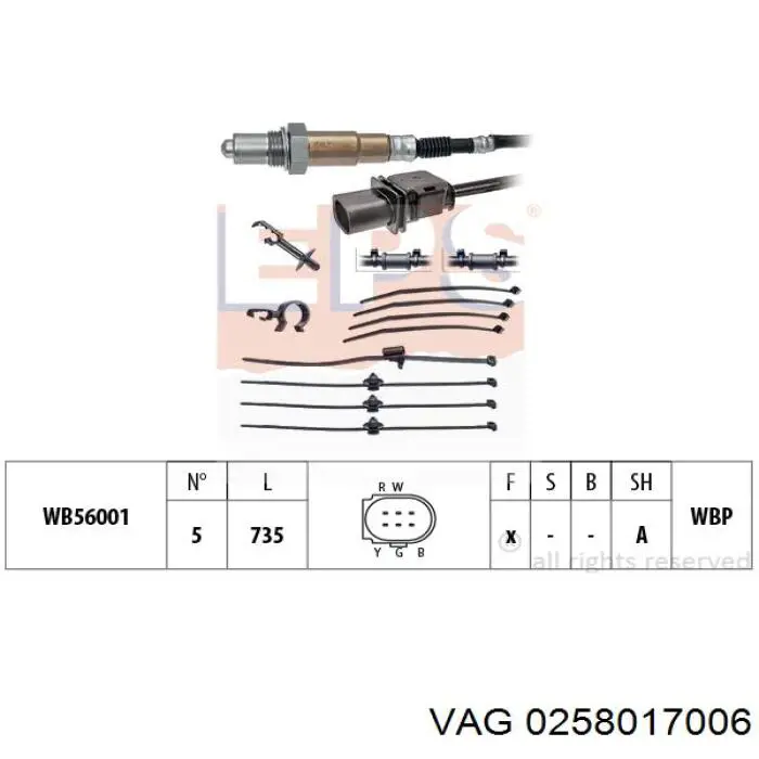 Лямбдазонд, датчик кислорода до катализатора VAG 0258017006 цена, от 16.93 USD