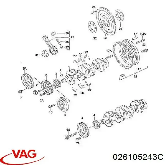 026105243C VAG Polea de cigüeñal original y equivalente