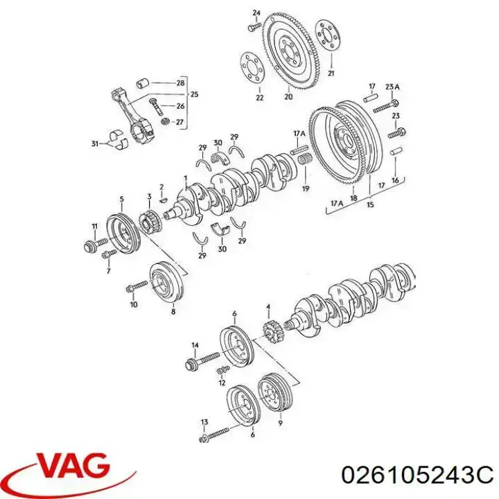 Шкив коленвала (демпфер) VAG 026105243C цена, от 50.85 USD