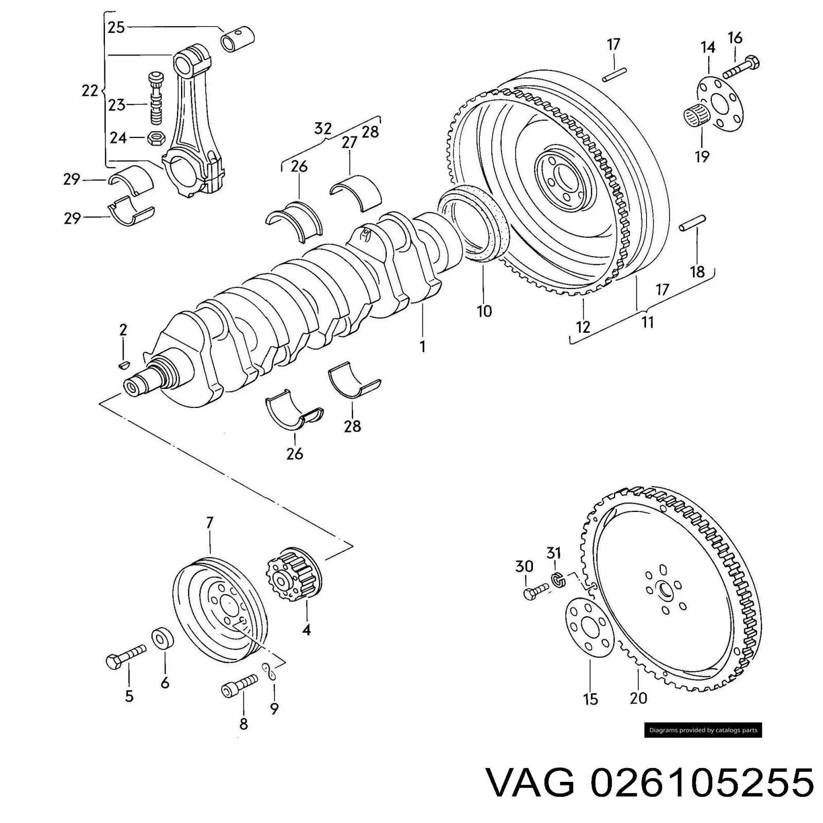 Демпфер коленвала VAG 026105255