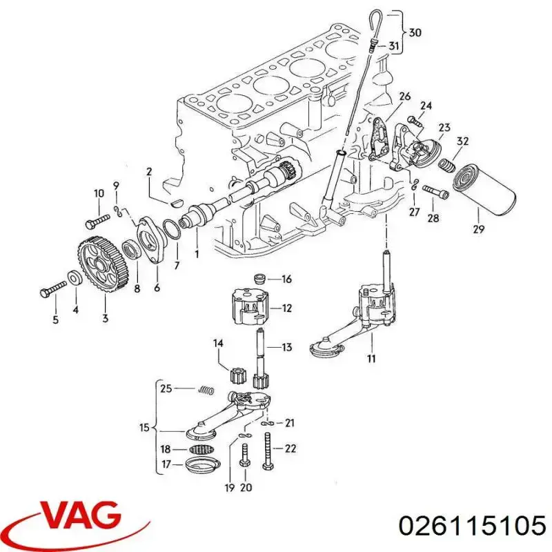 Купить 026115105 VAG Насос маслозакачивающий