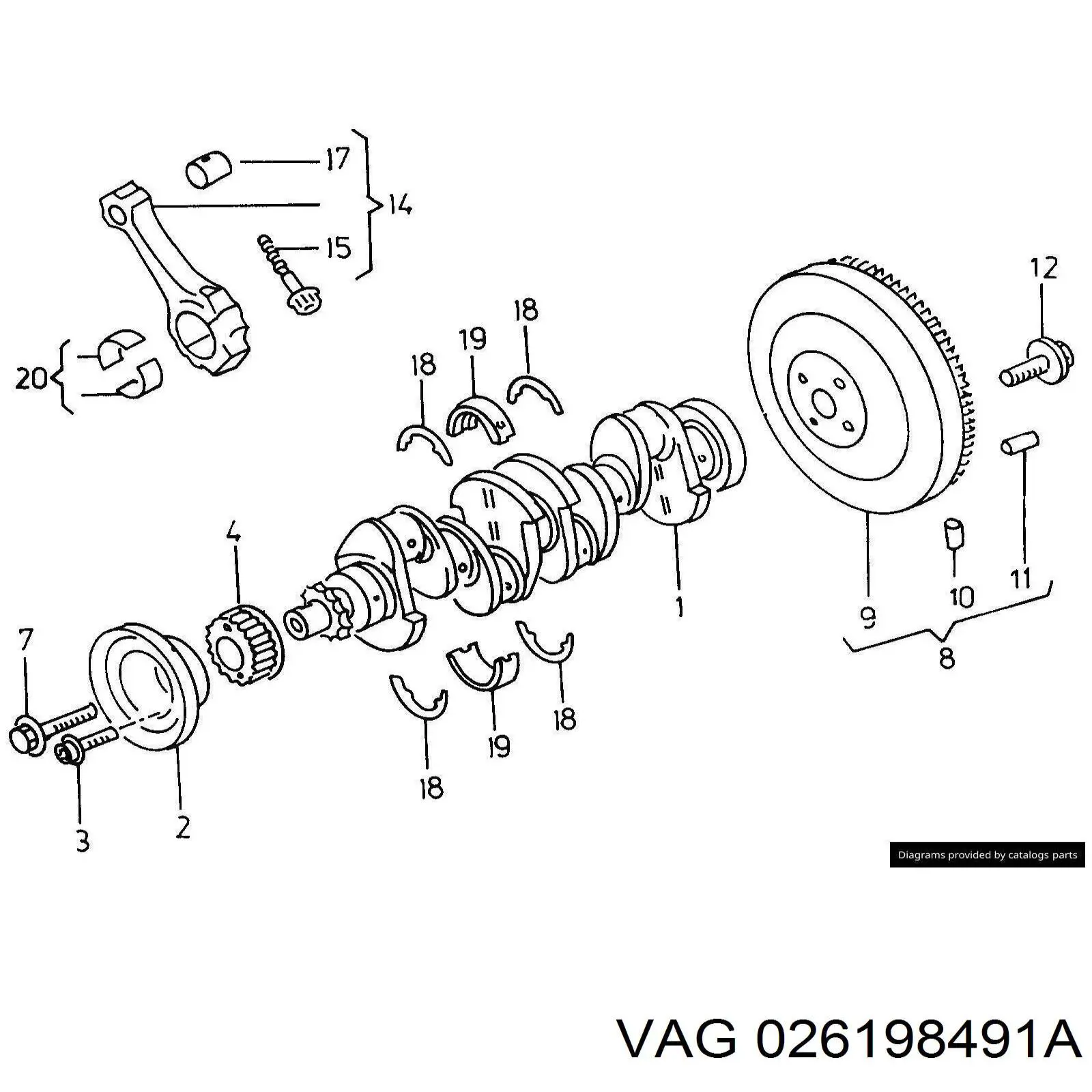 026198491A VAG вкладыши коленвала коренные, комплект, стандарт (std)