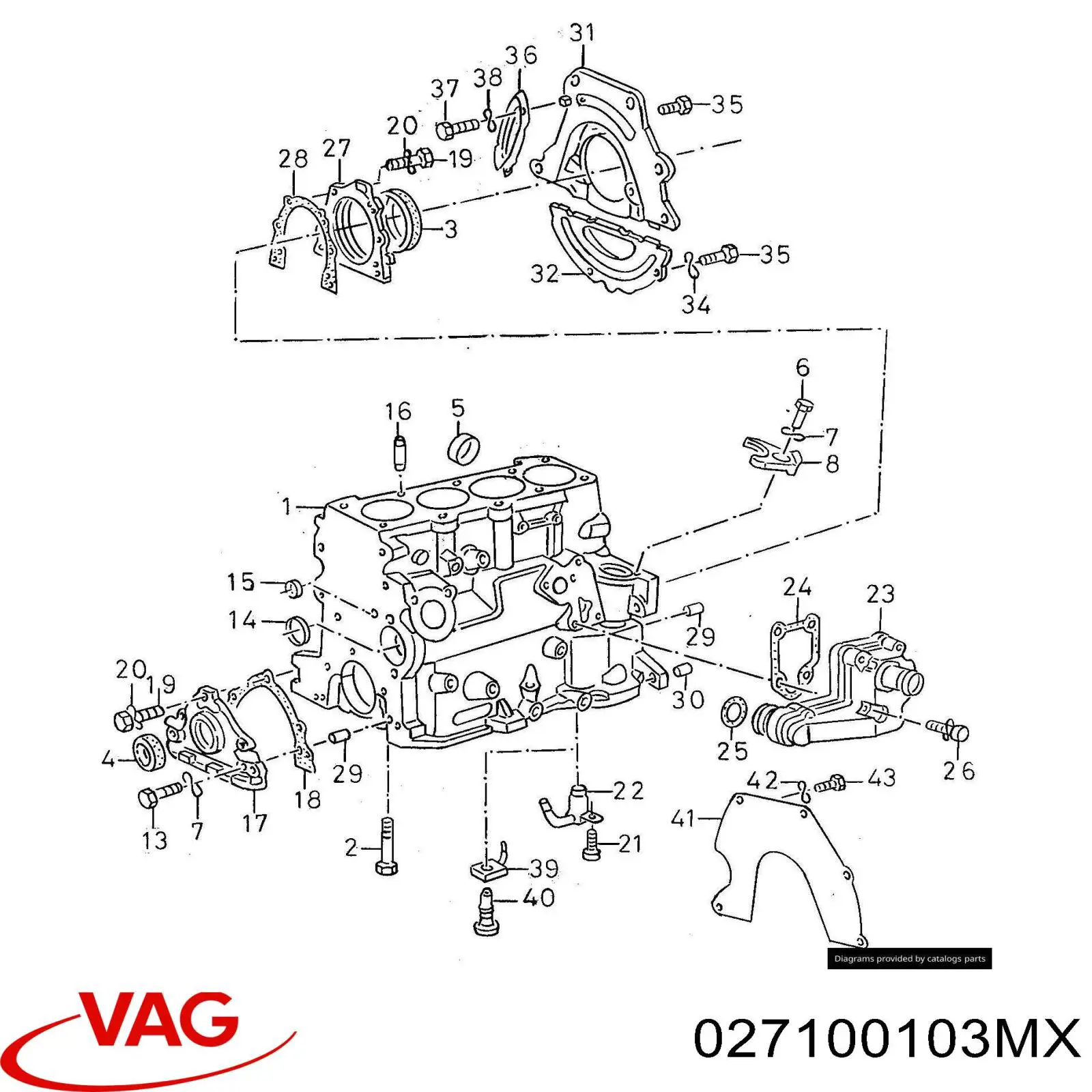 Блок цилиндров двигателя 027100103MX VAG