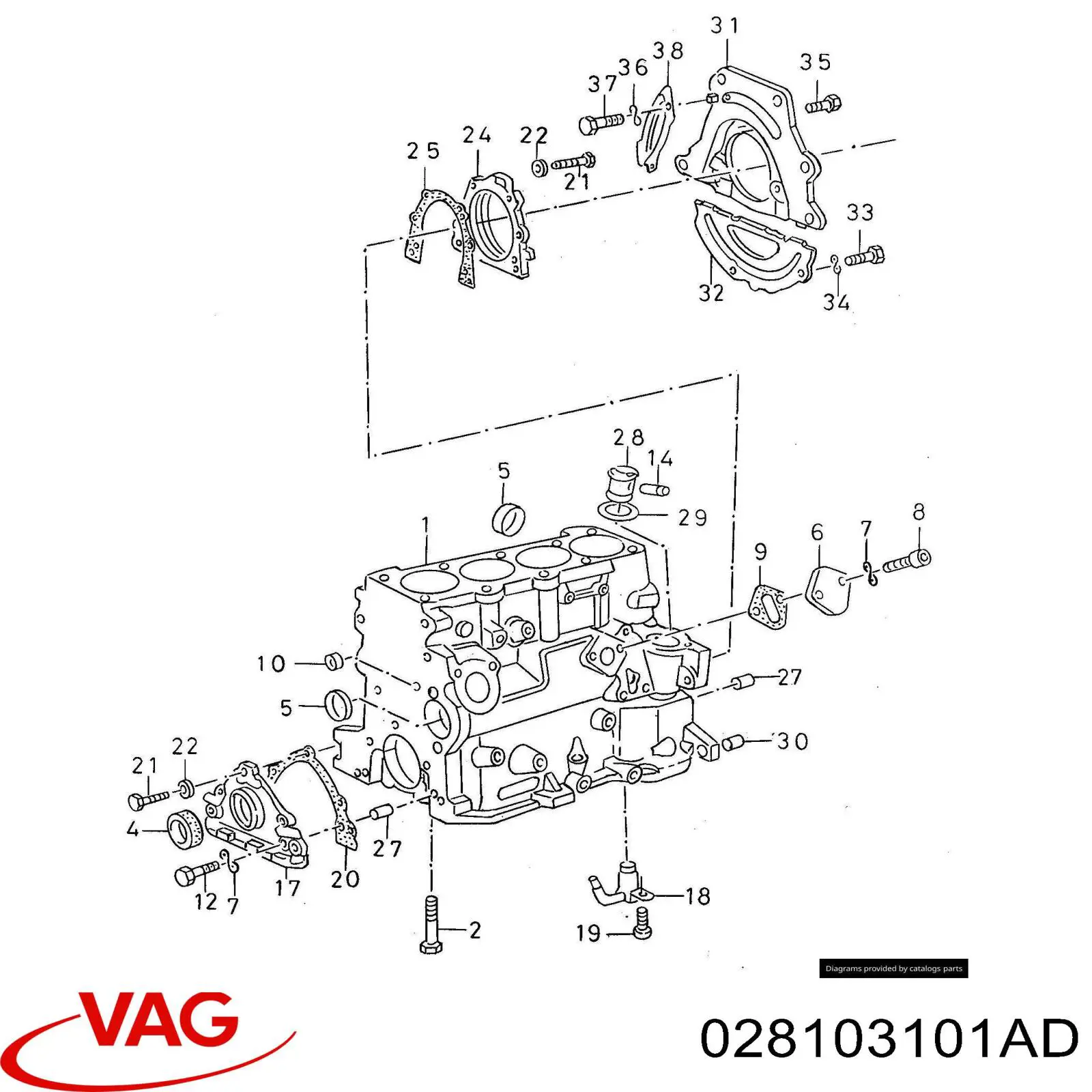 Блок двигателя VAG 028103101AD цена, от 98.43 USD