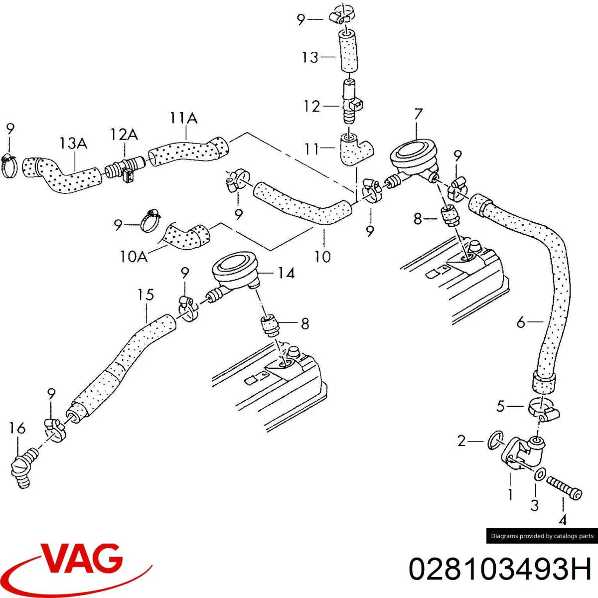 028103493H VAG Шланг для удаления воздуха