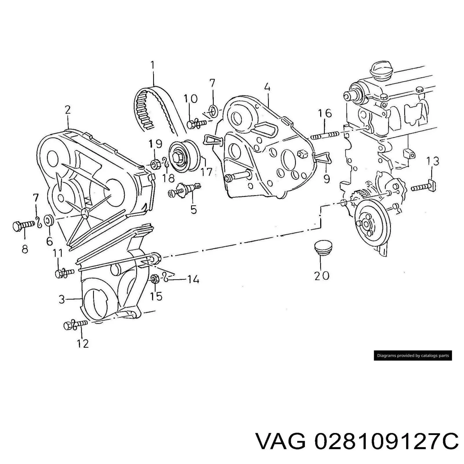 Нижняя защита ремня ГРМ 028109127C VAG