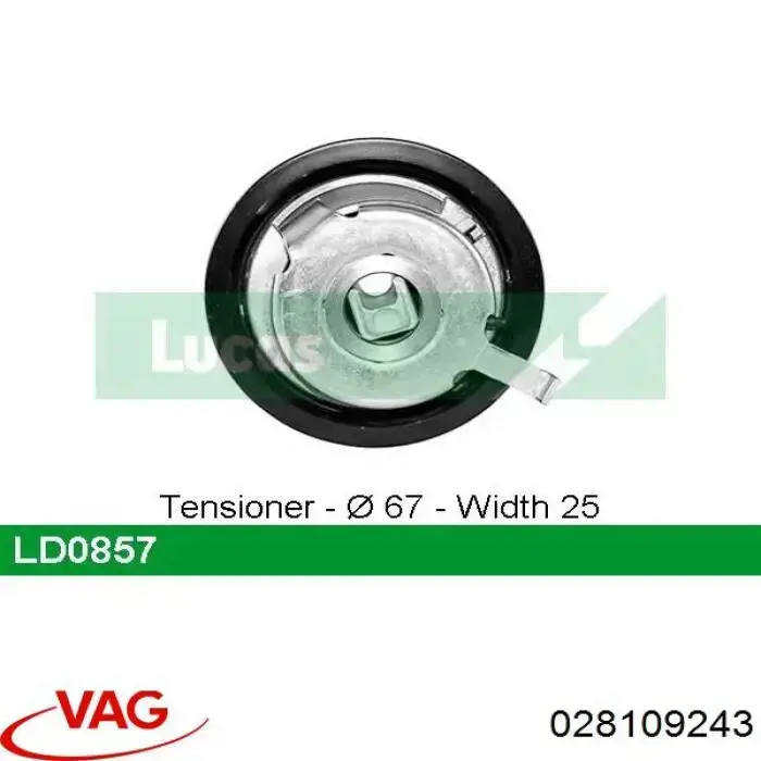 Ролик натяжителя ремня газораспределения VAG 028109243 цена, от 36.96 USD
