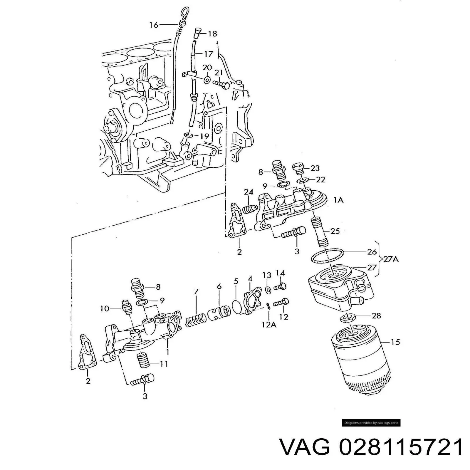 Трубка шток масляного фільтра 028115721 VAG/Seat