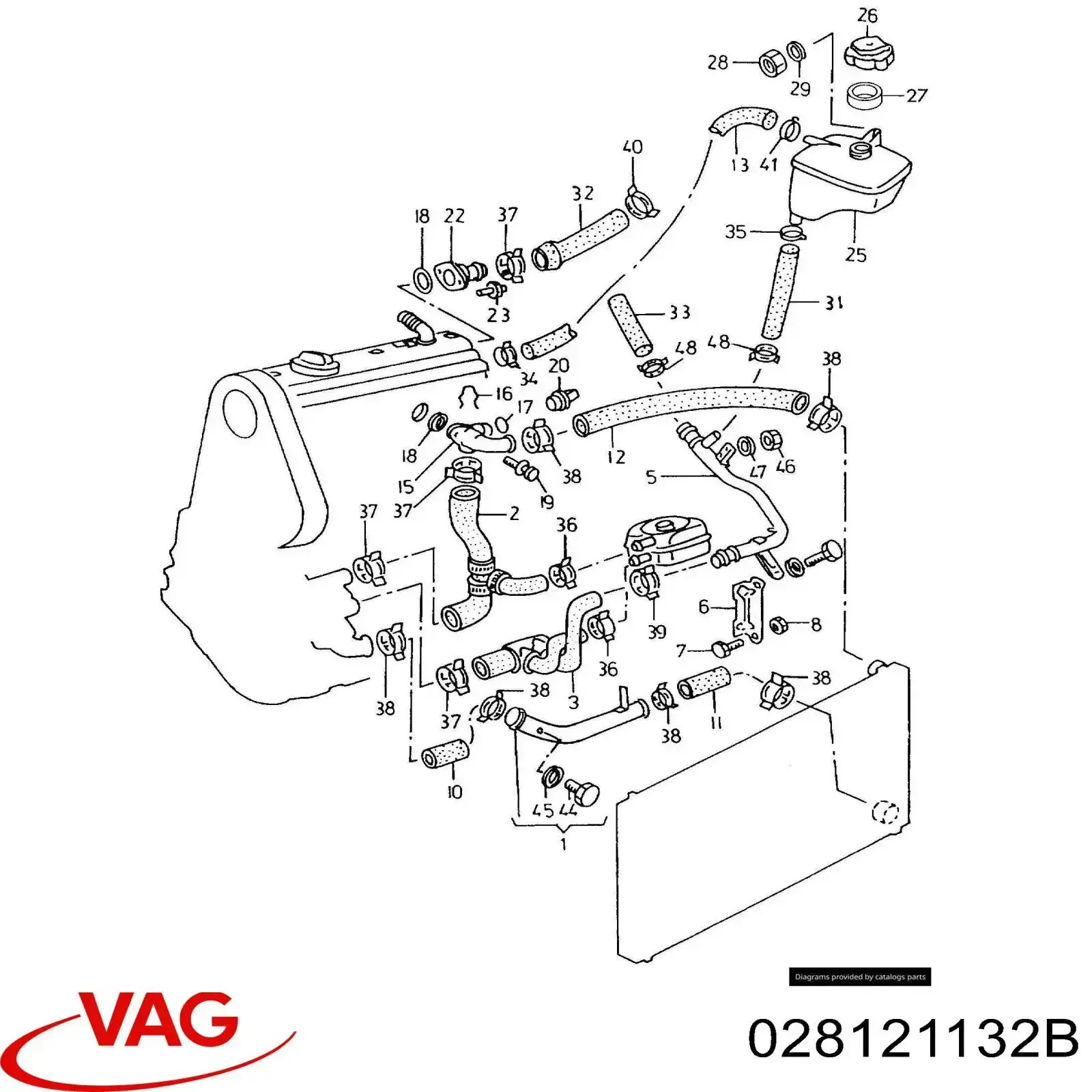 Фланец системы охлаждения VAG 028121132B цена, от 3.34 USD