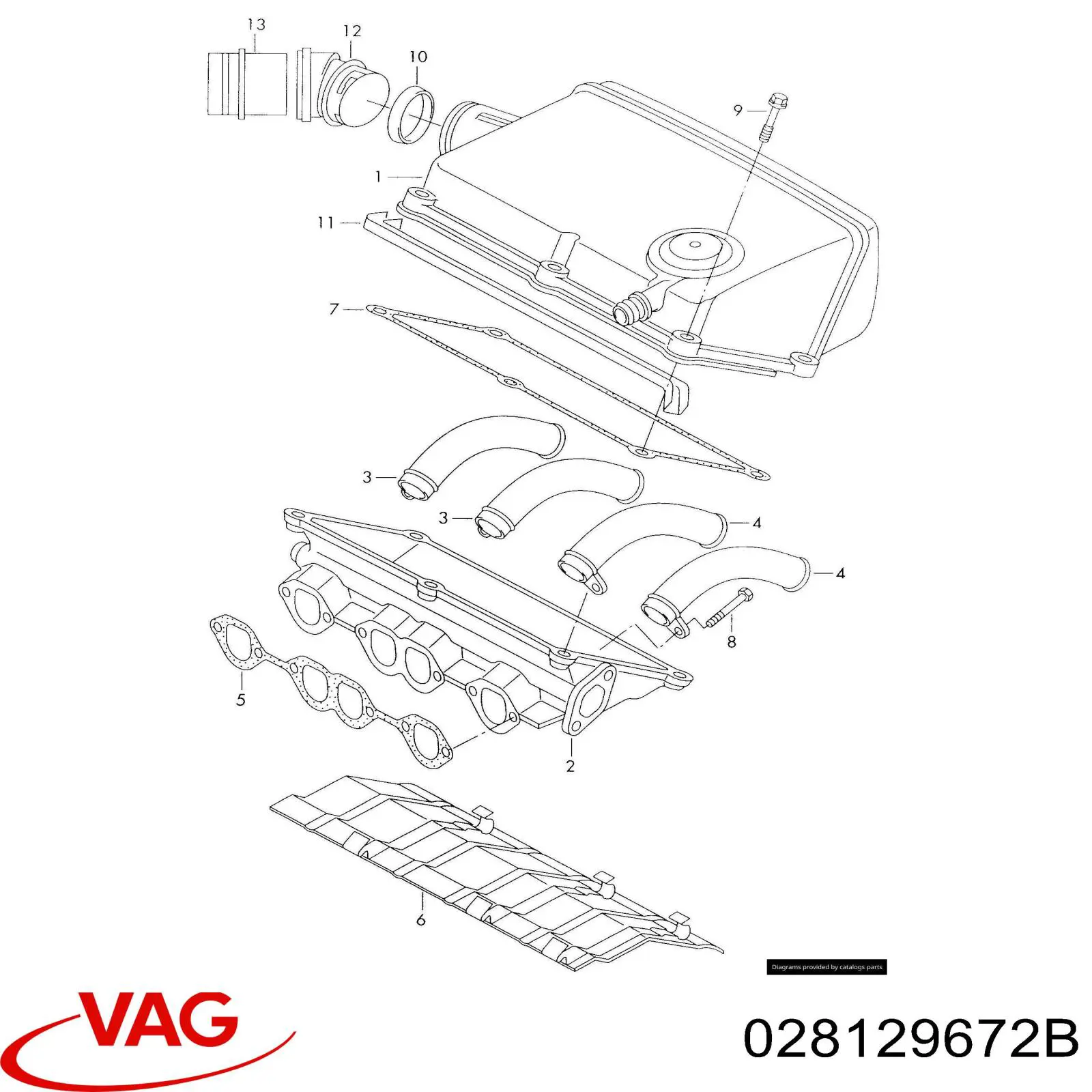 Купить 028129672B VAG Прокладка впускного коллектора