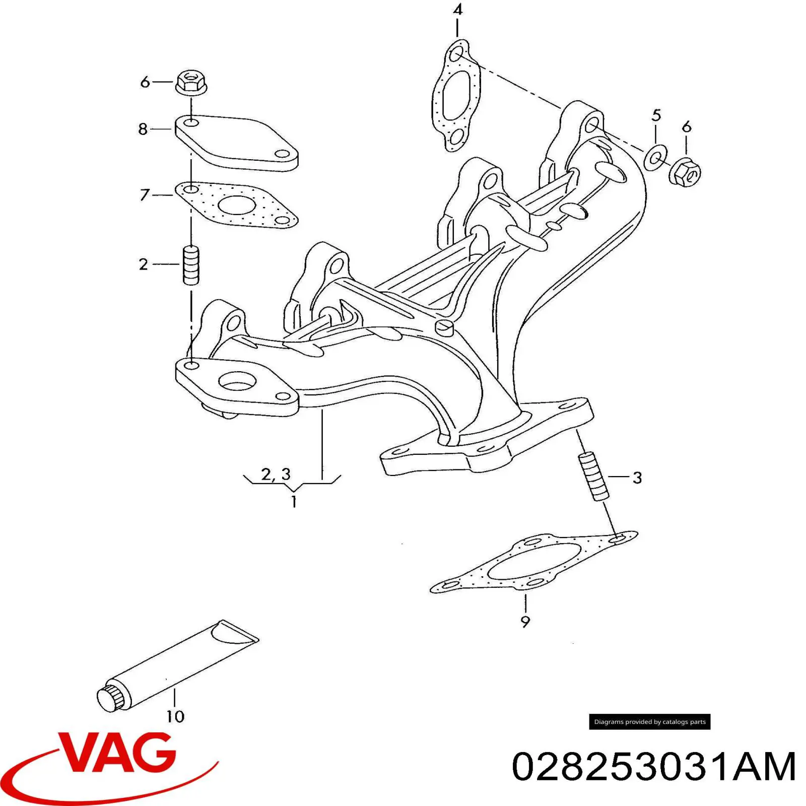 028253031AM VAG Коллектор выпускной, левый
