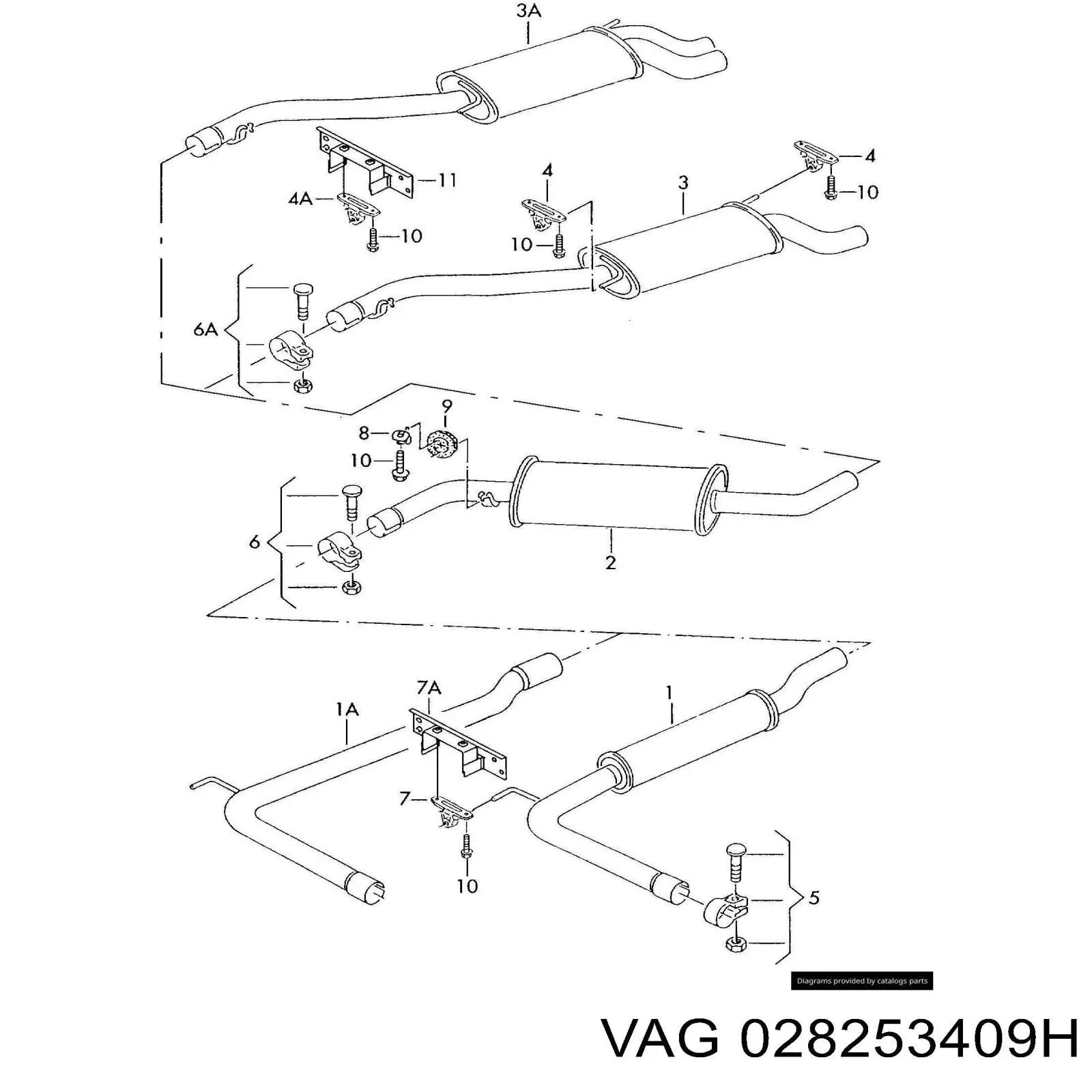 Глушитель, центральная часть VAG 028253409H цена, от 58.07 USD