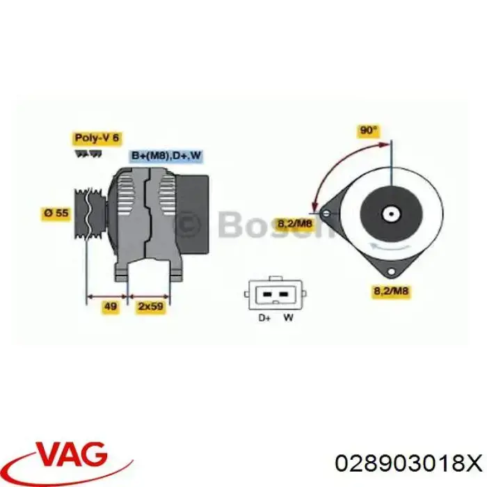 Автомобильный генератор VAG 028903018X цена, от 63.35 USD