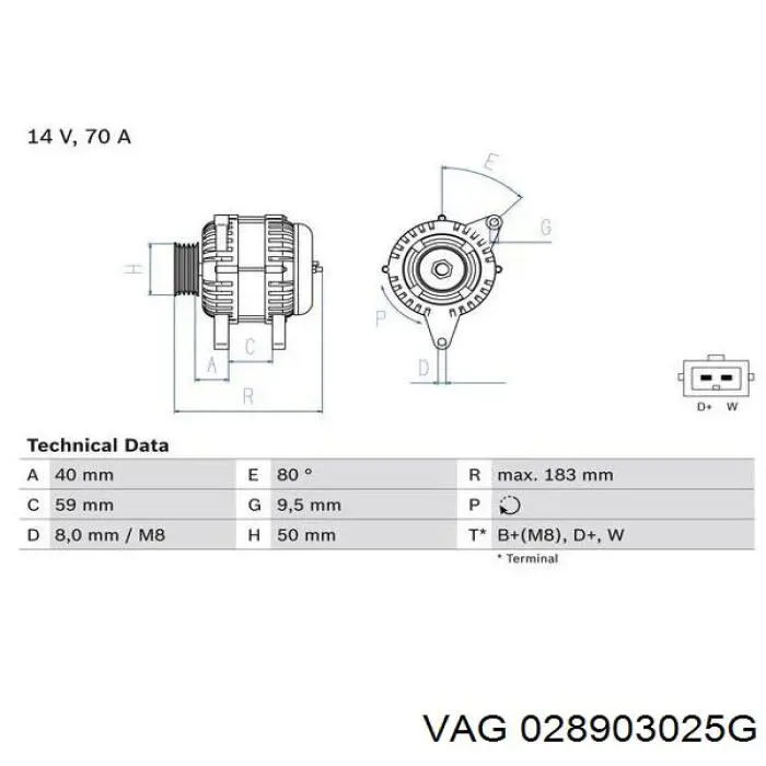 Генератор 028903025G VAG
