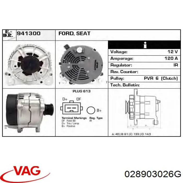Автомобильный генератор VAG 028903026G цена, от 56.50 USD