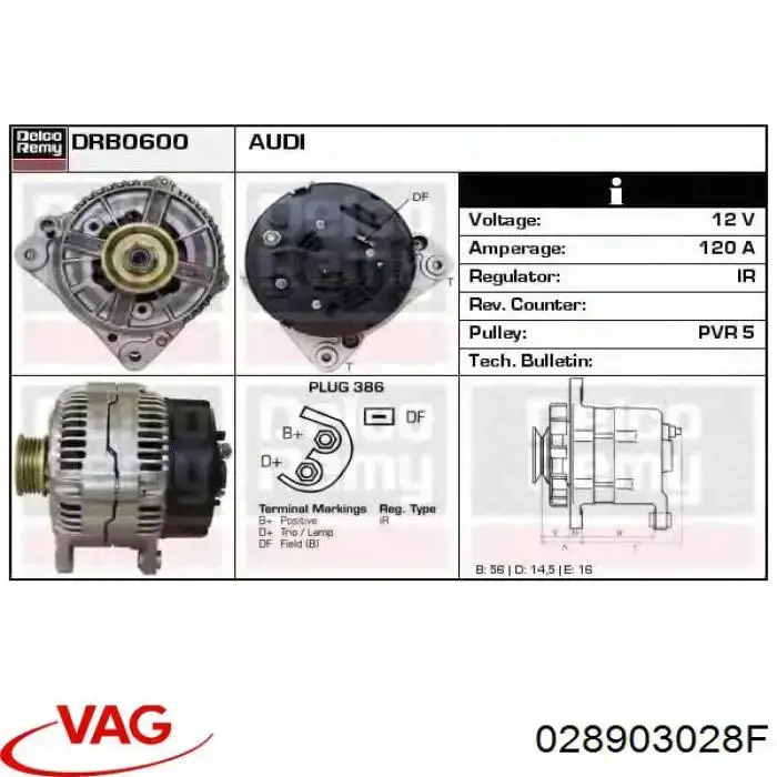 Автомобильный генератор VAG 028903028F цена, от 57.01 USD