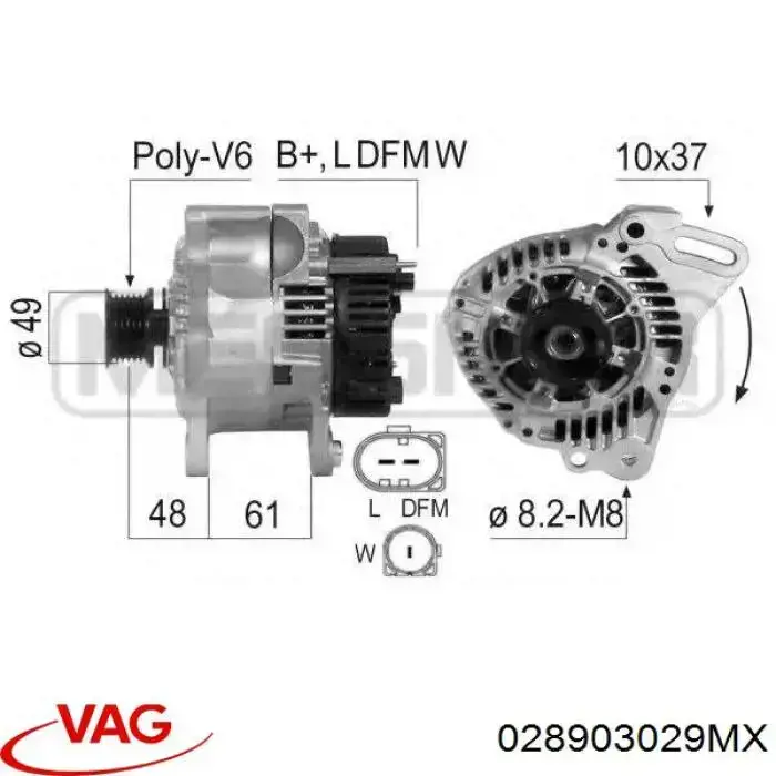 Автомобильный генератор VAG 028903029MX цена, от 172.76 USD
