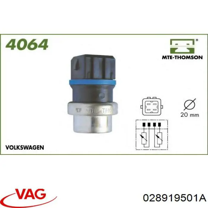 Датчик температуры охлаждающей жидкости 028919501A VAG