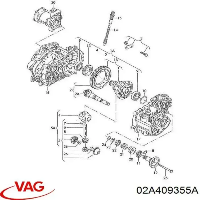 Купить 02A409355A VAG Вал привода полуоси, промежуточный