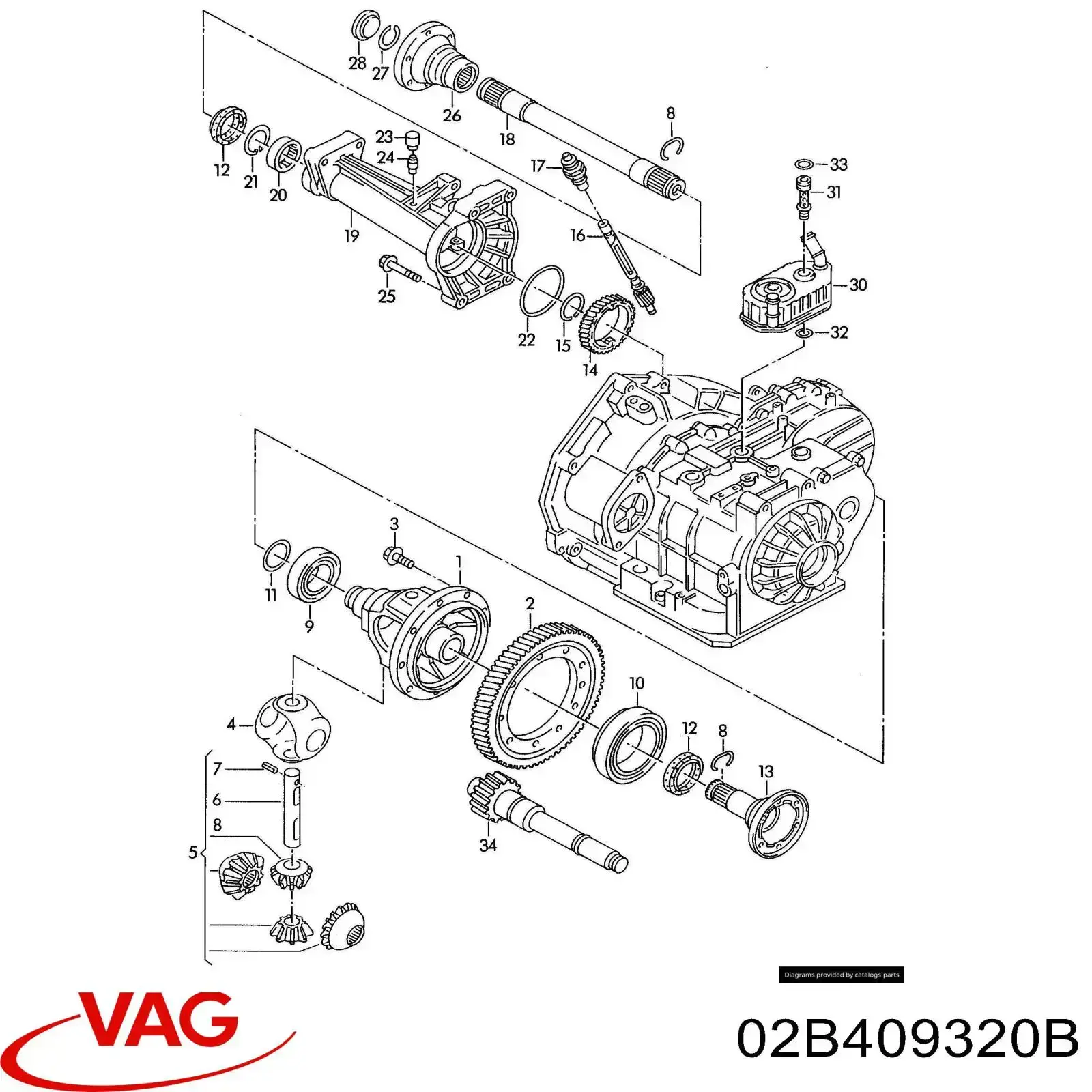 Опора подвесного подшипника передней полуоси VAG 02B409320B цена, от 31.04 USD