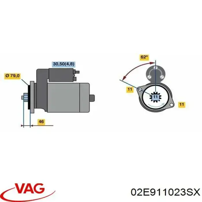 Стартер 02E911023SX VAG