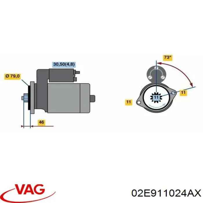 Стартер двигателя VAG 02E911024AX
