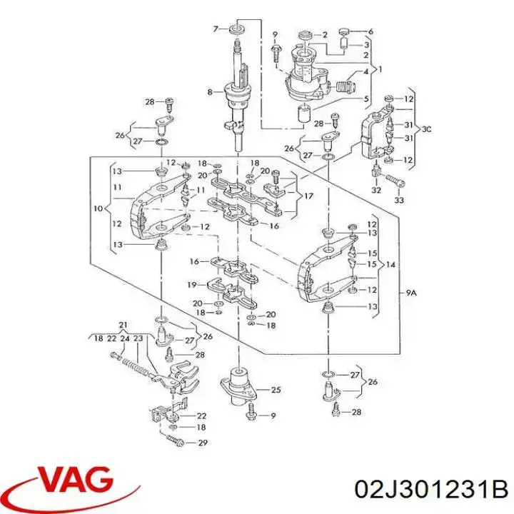 Купить 02J301231B VAG Механизм выбора (переключения) передач