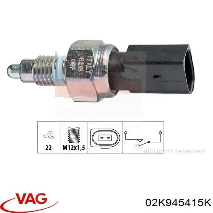 02K945415K VAG Sensor de ativação das luzes de marcha à ré
