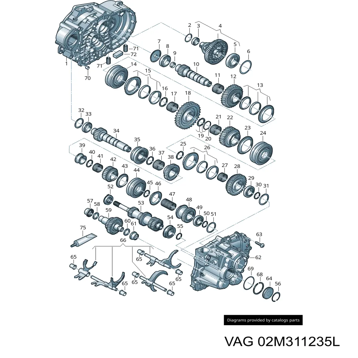 Cojinete, caja de cambios 02M311235L VAG