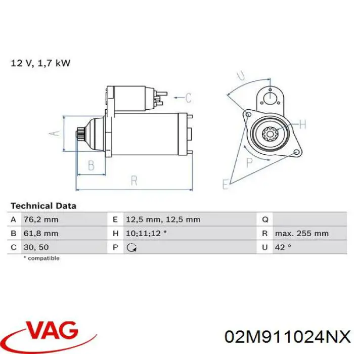 Купить 02M911024NX VAG Стартер