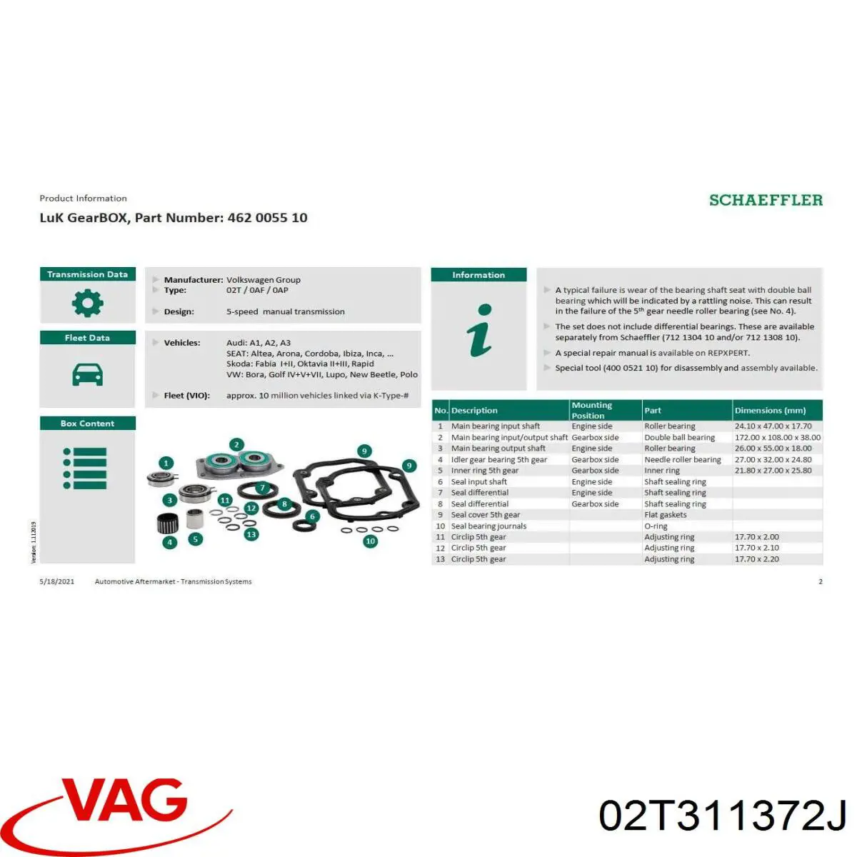  VAG 02T311372J цена, от 22.78 USD
