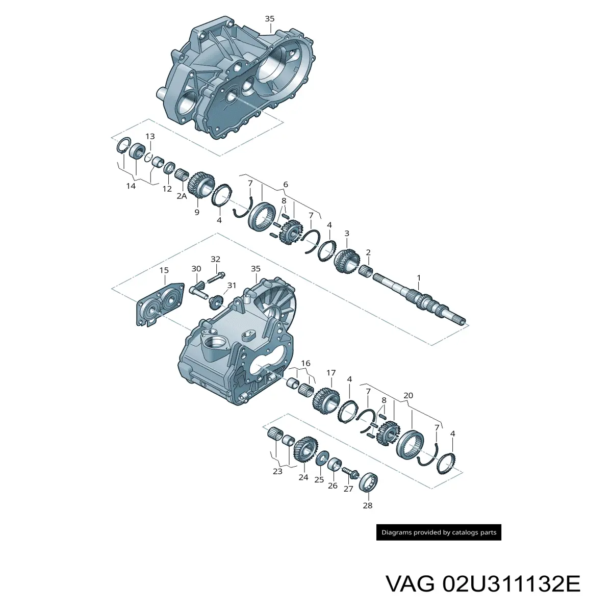 Подшипник шестерни 5-й передачи КПП 02U311132F VAG