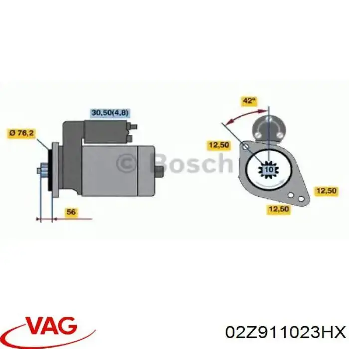 Стартер 02Z911023HX VAG