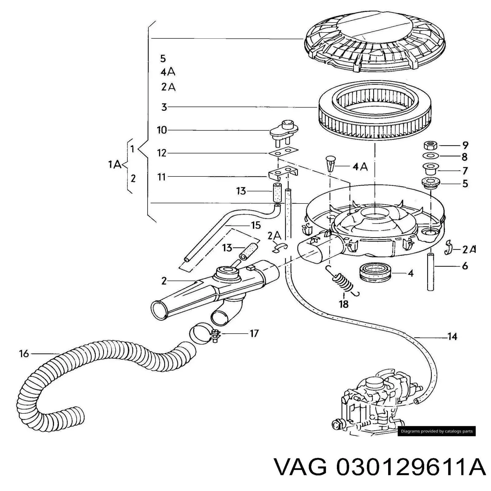Корпус воздушного фильтра в сборе VAG 030129611A цена, от 73.22 USD