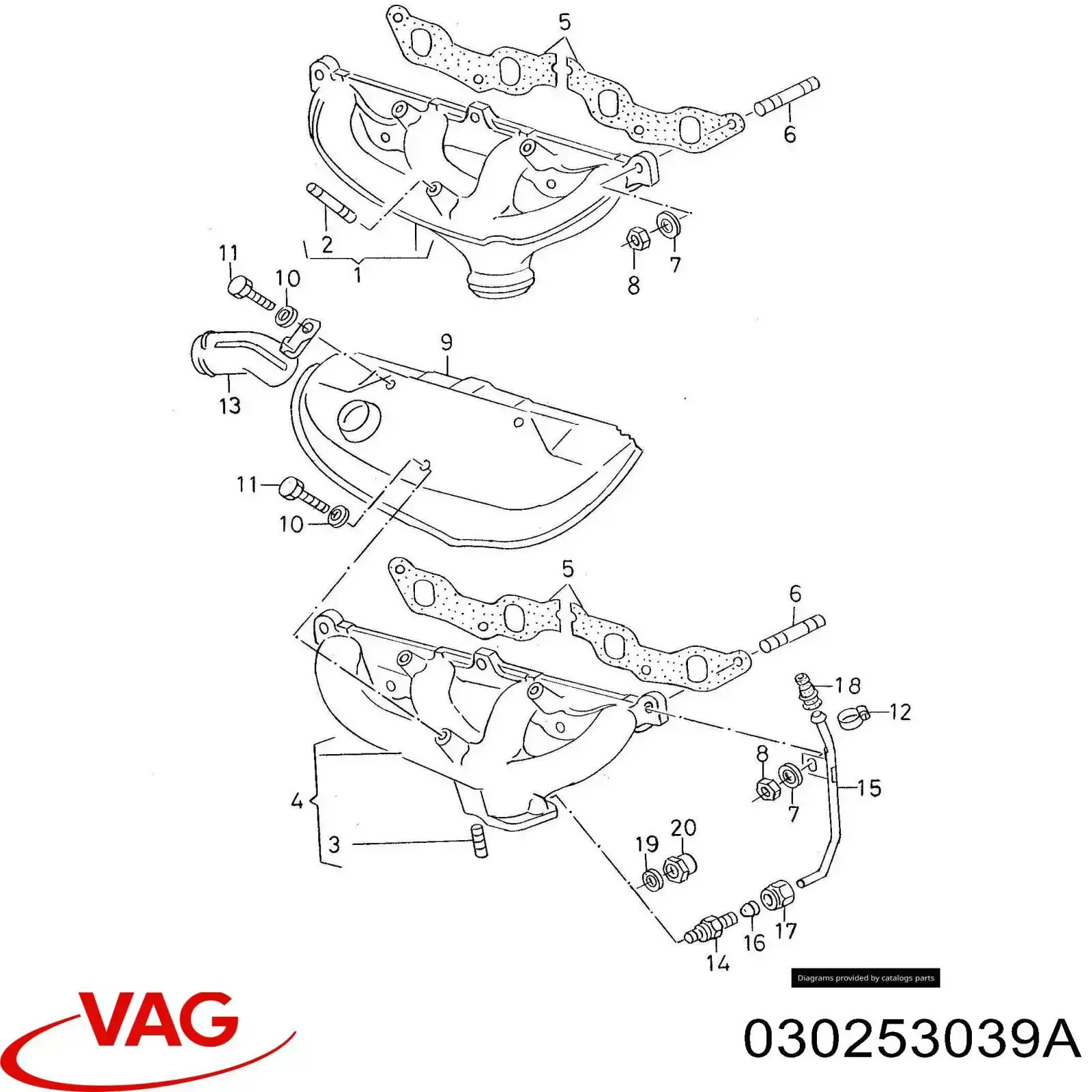 Прокладка коллектора 030253039A VAG