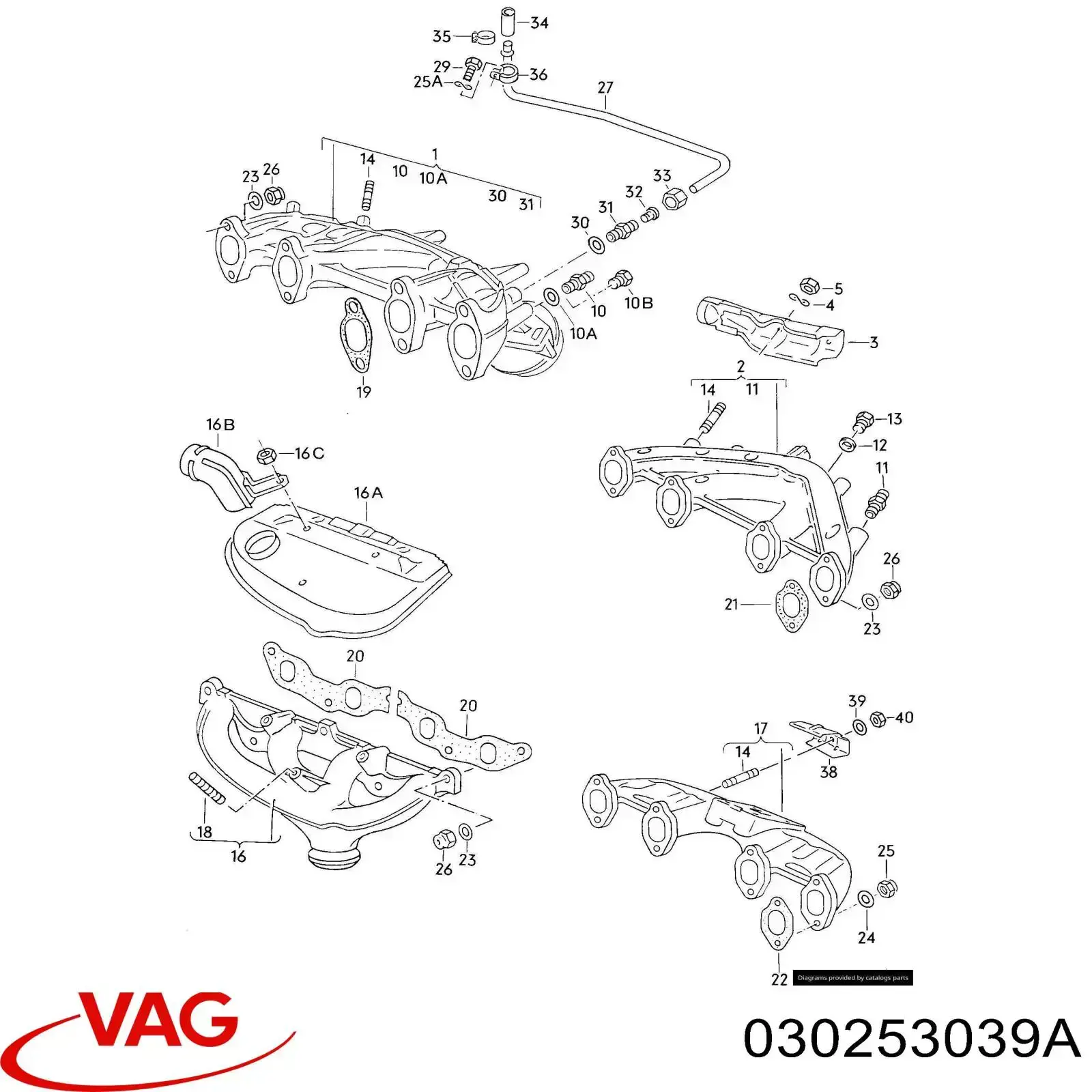 Junta de colector de escape 030253039A VAG/Seat