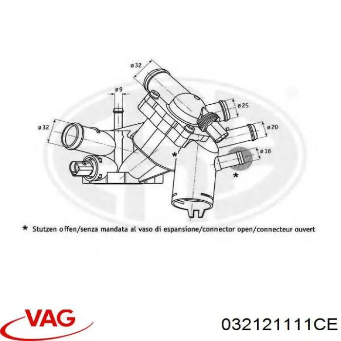 Кожух термостата VAG 032121111CE цена, от 171.91 USD