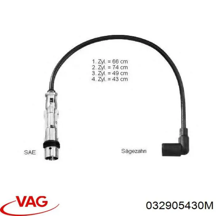 032905430M VAG fio de alta voltagem, cilindro no. 3
