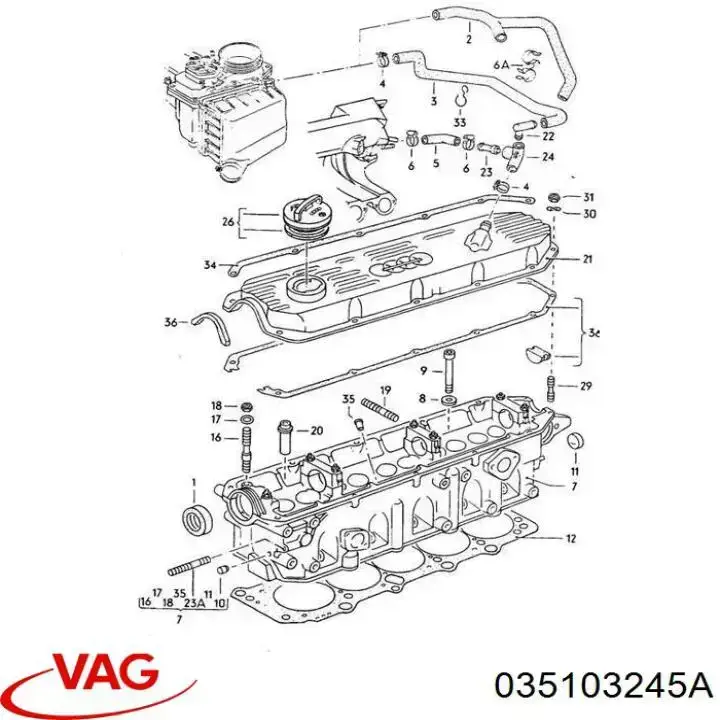 Клапан вентиляции картерных газов VAG 035103245A