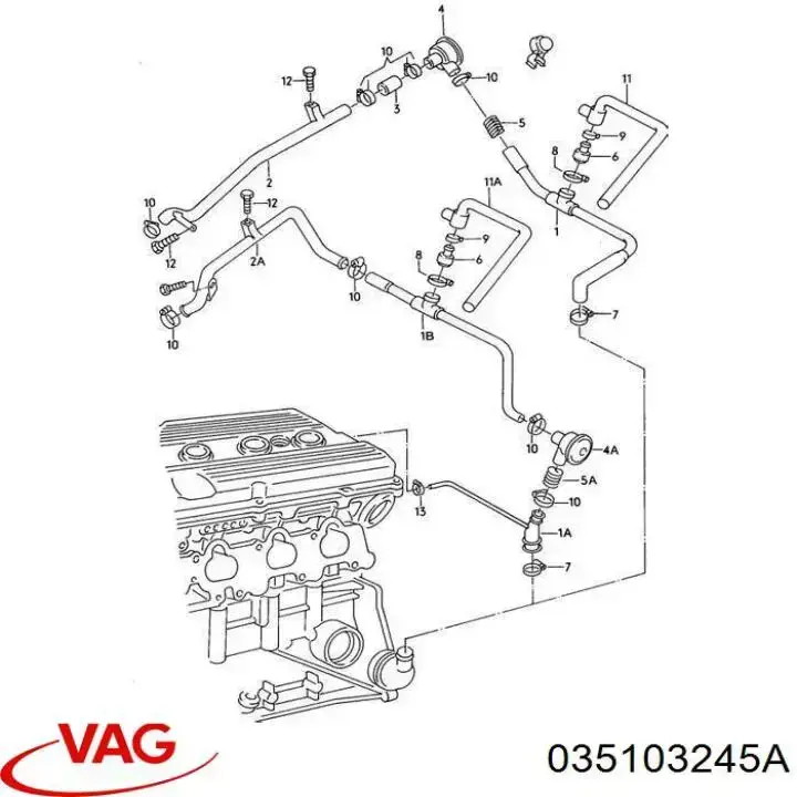 Клапан вентиляции картерных газов 035103245A VAG