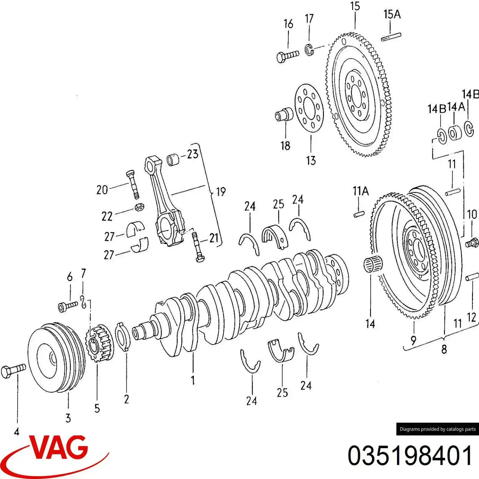 Шатун поршня двигателя 035198401 VAG