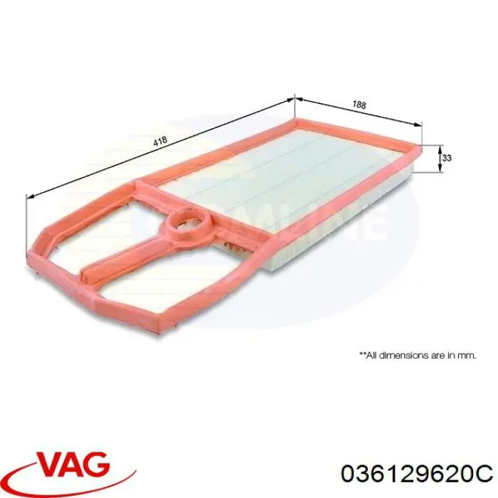 Элемент воздушного фильтра VAG 036129620C цена, от 4.69 USD