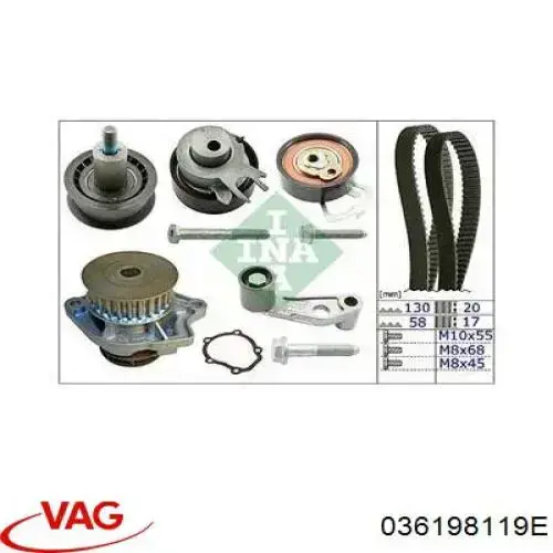 ГРМ ремни, комплект VAG 036198119E цена, от 103.58 USD