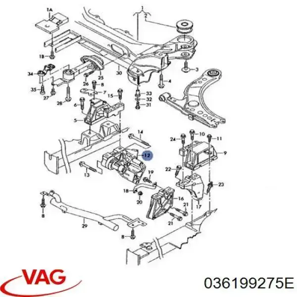 Кронштейн подушки (опоры) двигателя правой VAG 036199275E цена, от 19.00 USD
